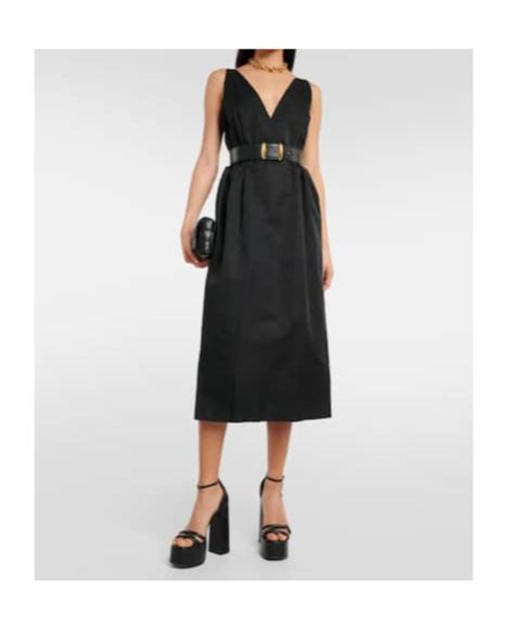 Altuzarra Black Anouk V-Neck Cotton-Blend Midi Dress