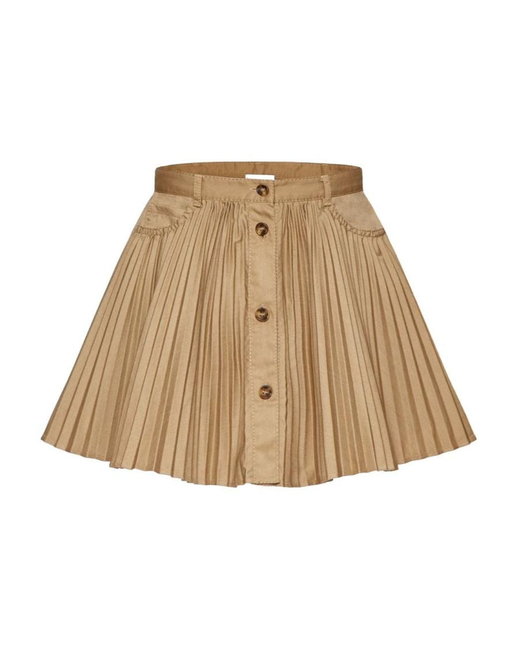 RED Valentino Natural Pleated Button-Front Mini Skirt