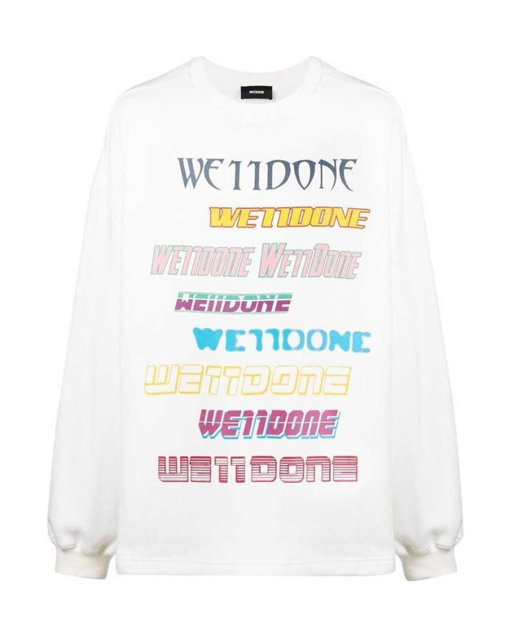 we11done White Logo Printed Long-Sleeved Sweatshirt for men