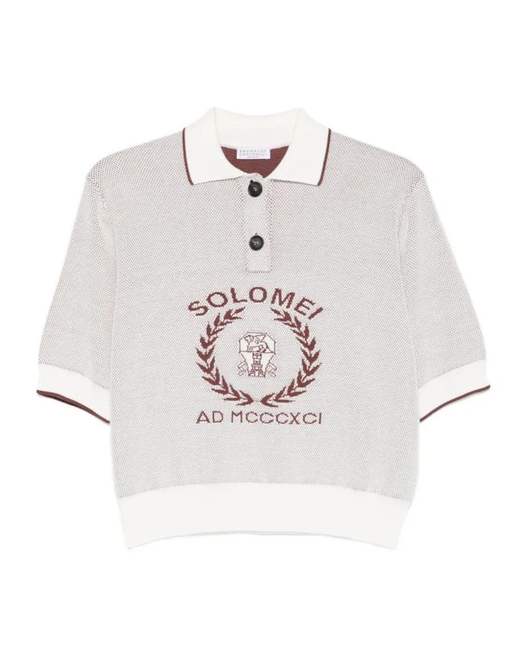 Brunello Cucinelli White Graphic Polo Shirt