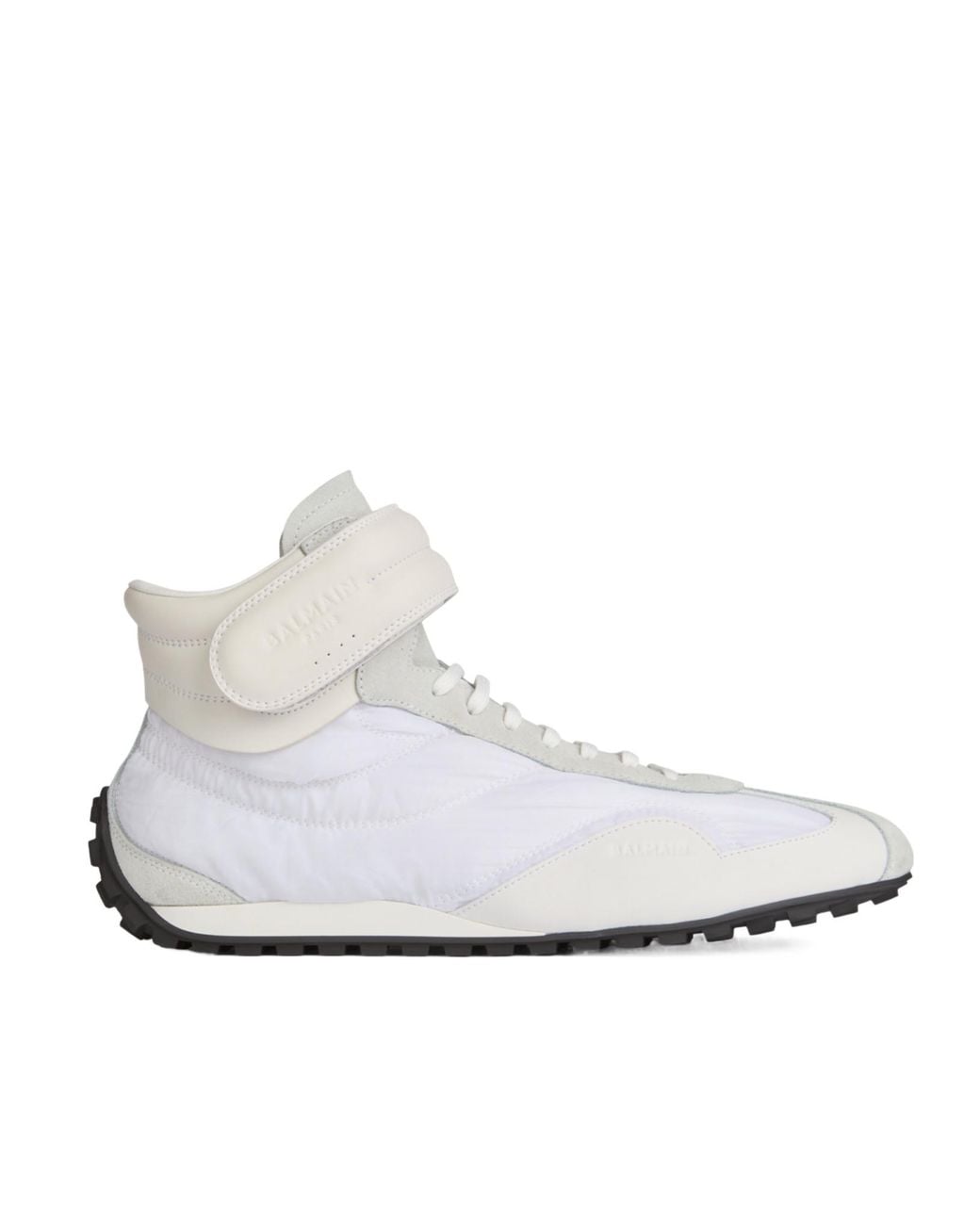 Balmain White Racing Mid-Top Trainers for men