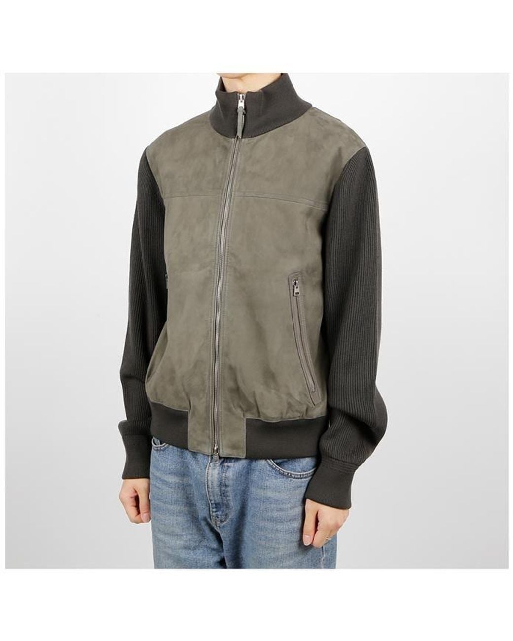 Tom Ford Green Suede-Panel Zipped Jacket for men