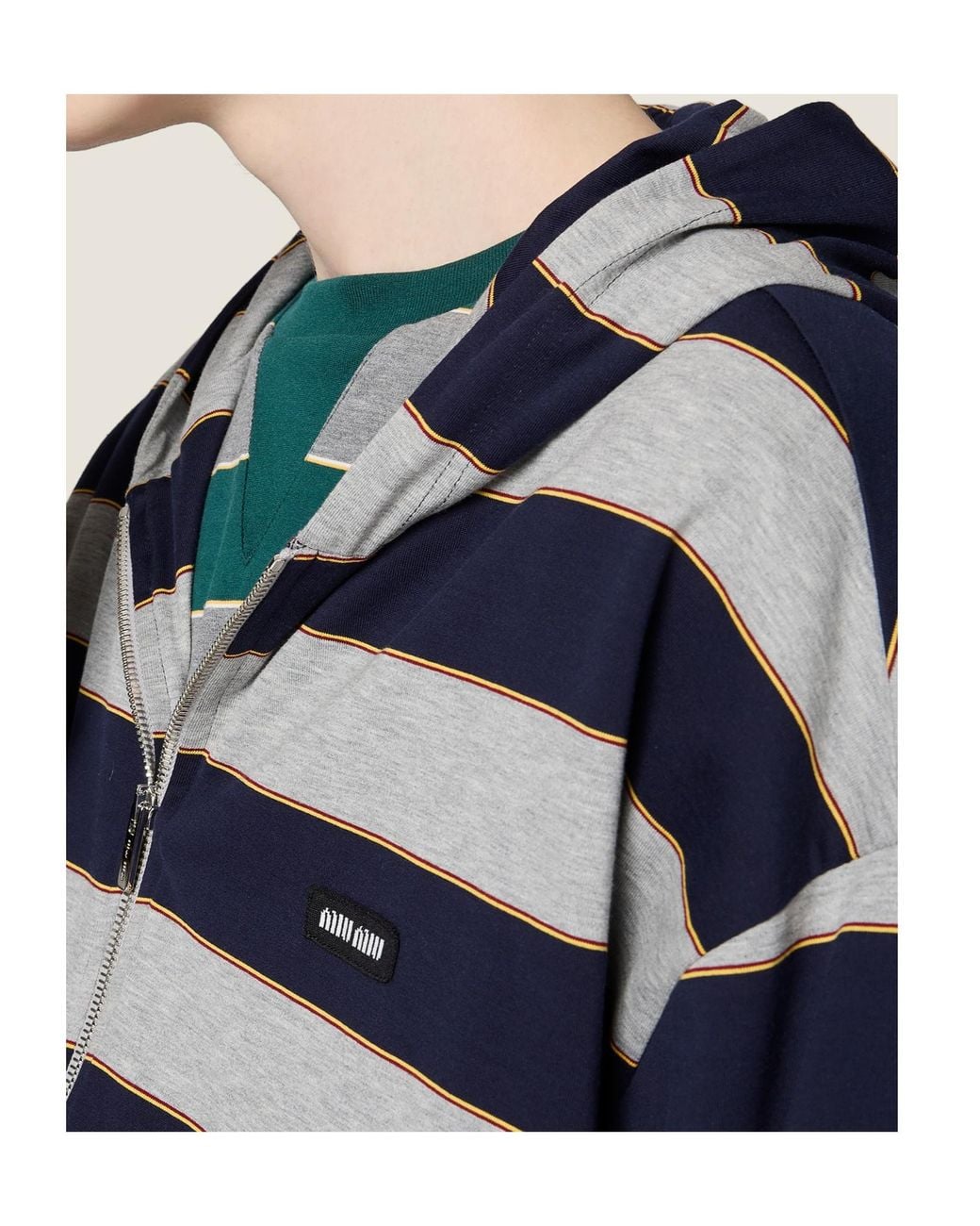 Miu Miu Green Oversized Striped Sweatshirt