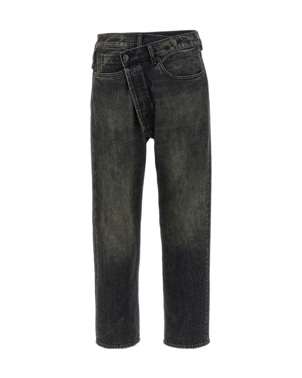 R13 Gray Crossover Distressed Jeans