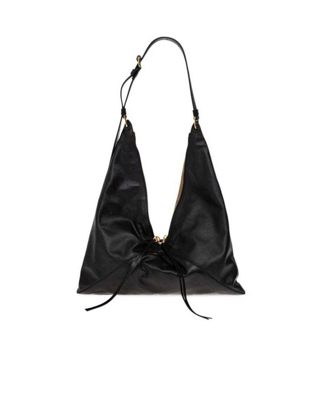 Moschino Black Triangle-Shape Leather Shoulder Bag