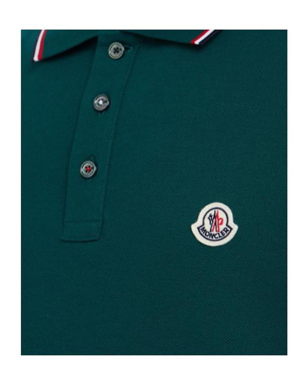 Moncler Green Tricolour-Trimmed Cotton Polo Shirt for men