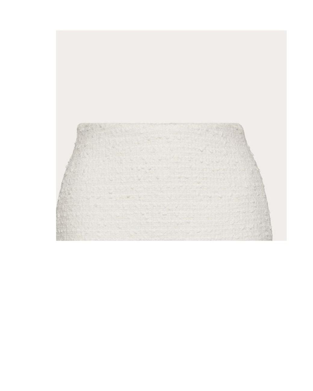 Valentino White Knitted Tweed Mini Skort