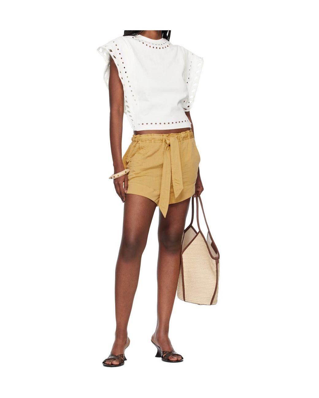 Isabel Marant Natural Birva Elastic Waist Shorts