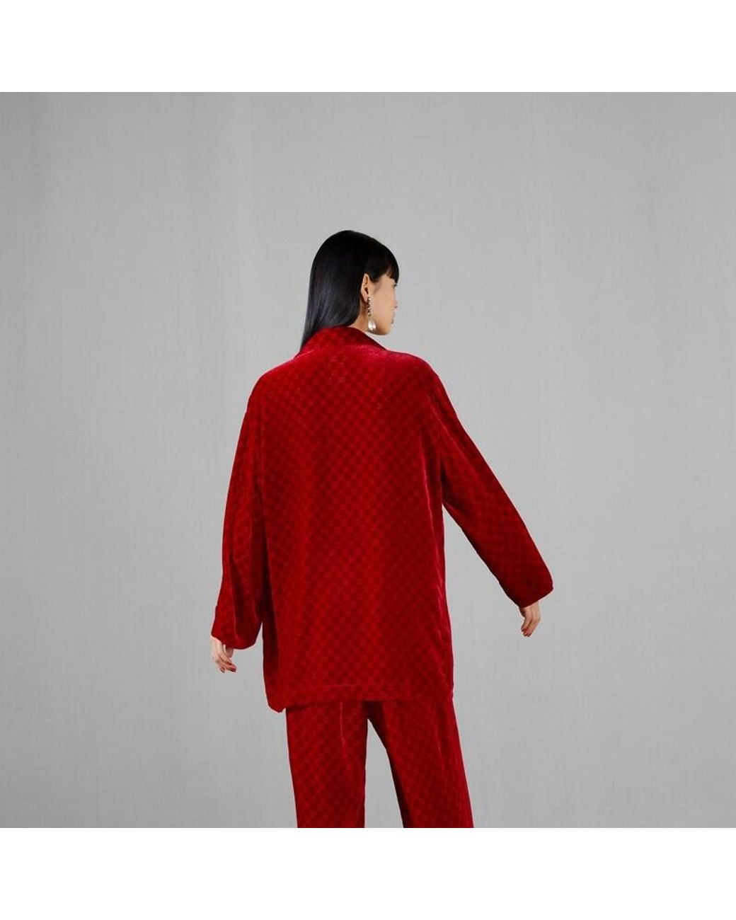 Gucci Red Gg Velvet Shirt