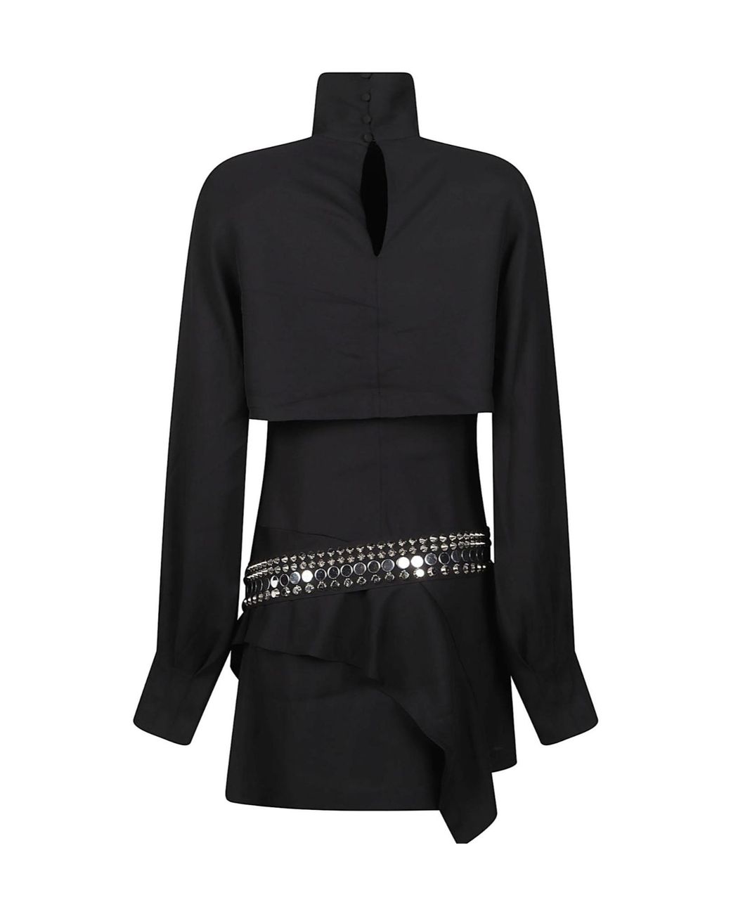 IRO Black Studded Layered-Detail Midi Dress