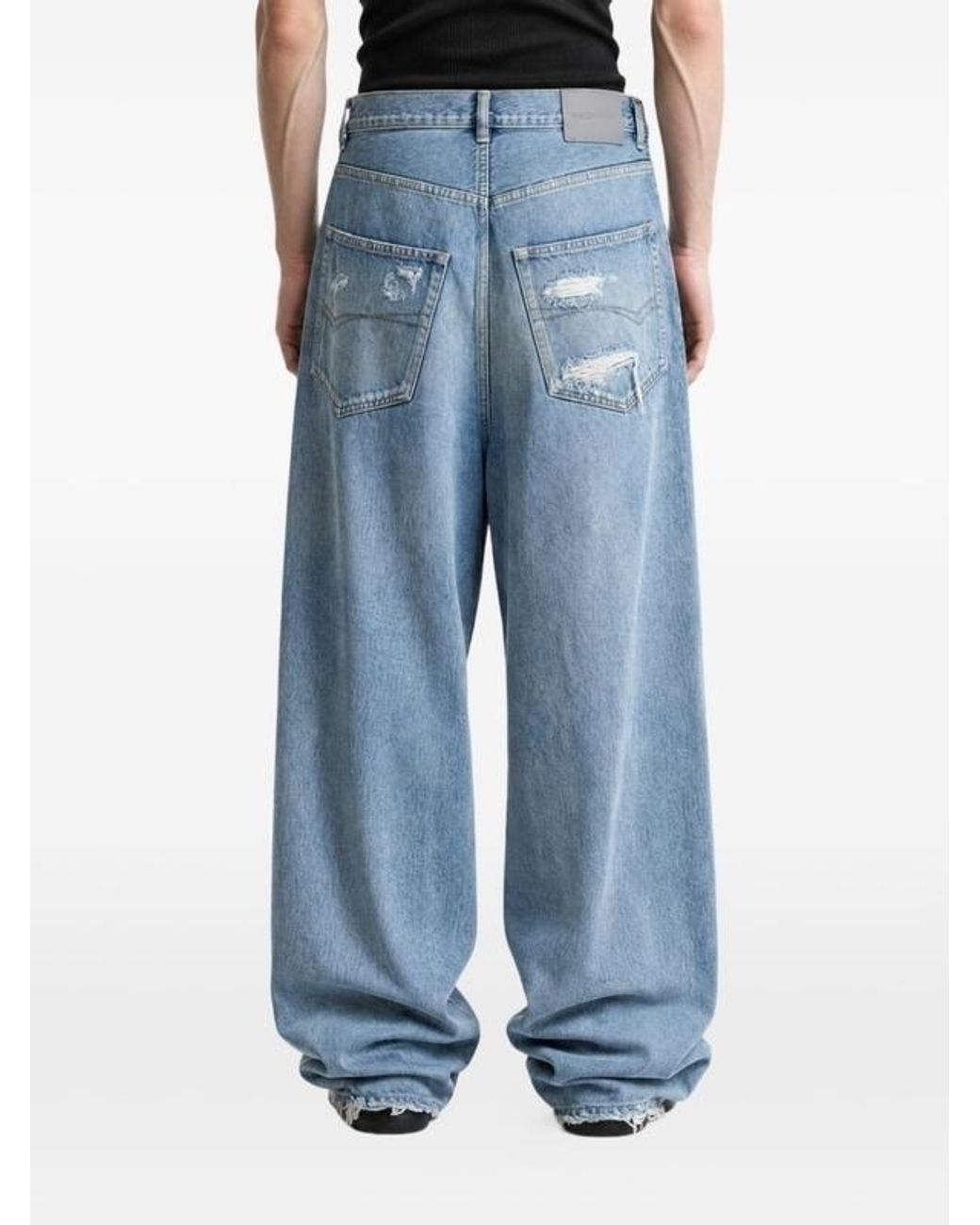 Balenciaga Blue Baggy Distressed Jeans for men