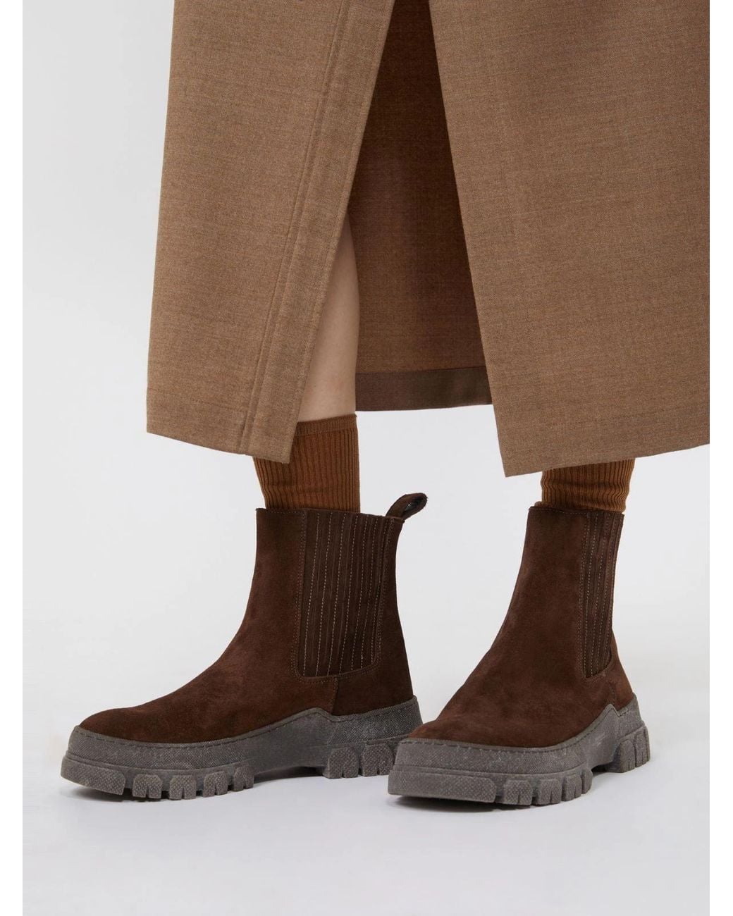 Weekend by Maxmara Brown Round Toe Ankle Boots