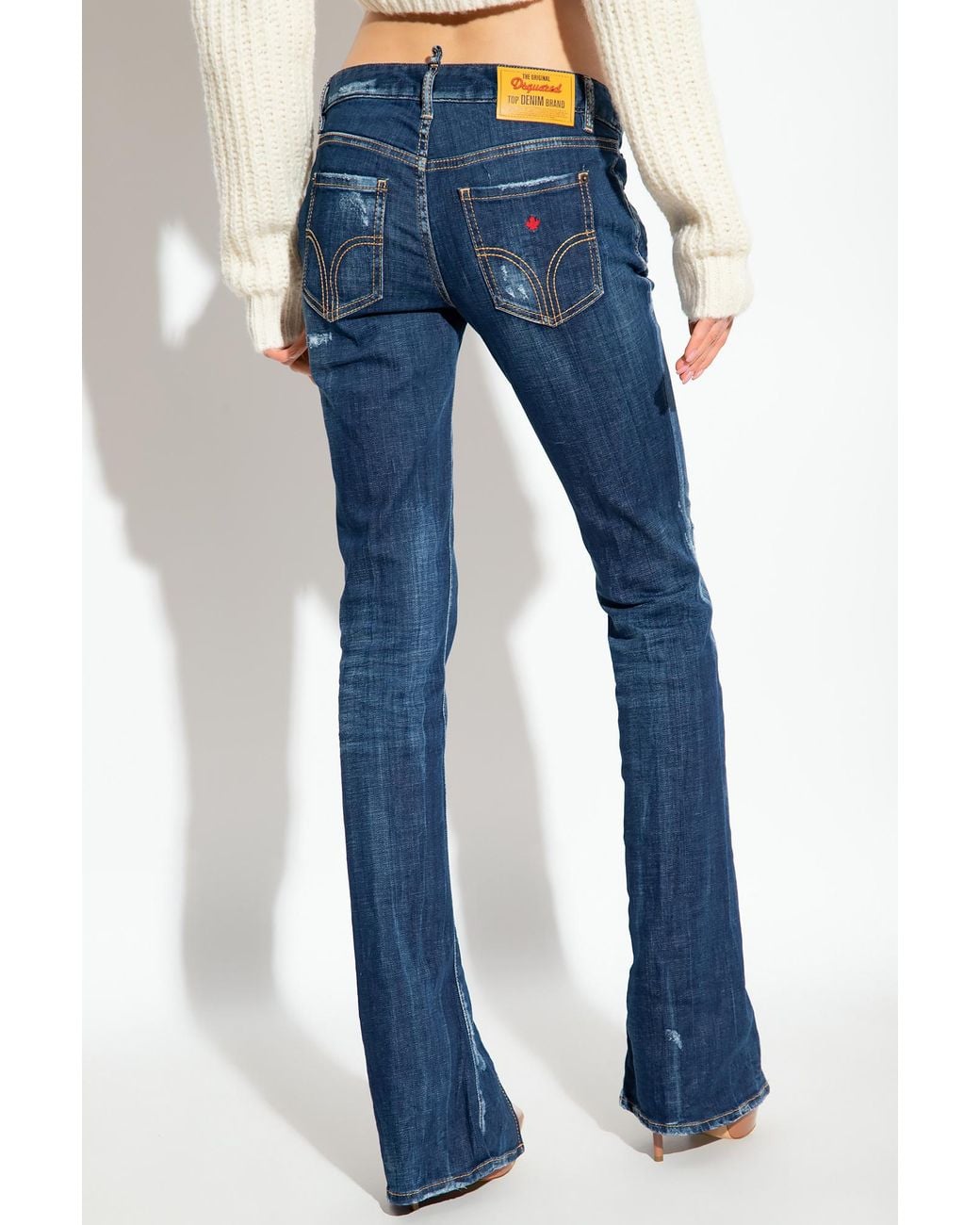 DSquared² Blue Logo Patch Bootcut Jeans