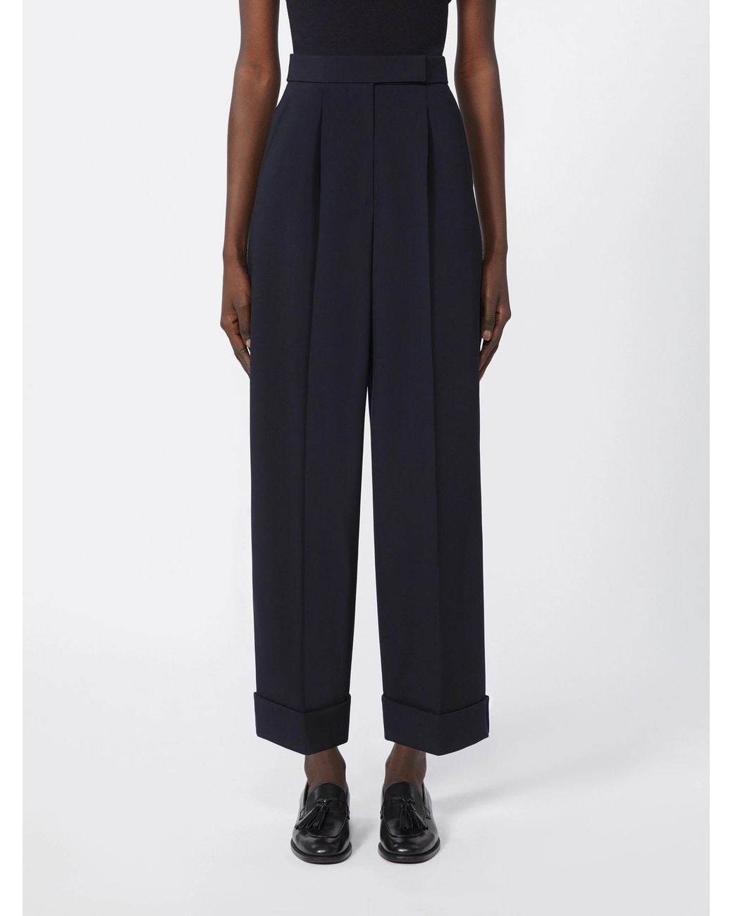 Max Mara Black Rugiada Pleated Pants
