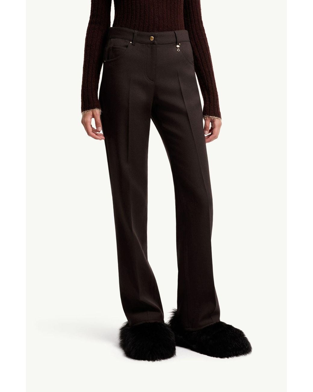 Moncler Brown Straight-Leg Pleated Trousers