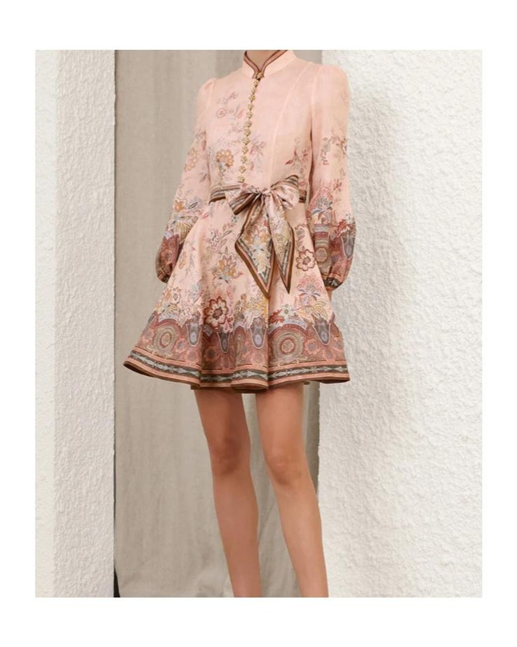 Zimmermann Pink Alchemy Buttoned Mini Dress