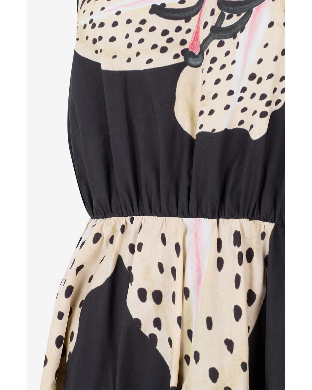 Giambattista Valli Black Floral Print Popeline Midi Dress