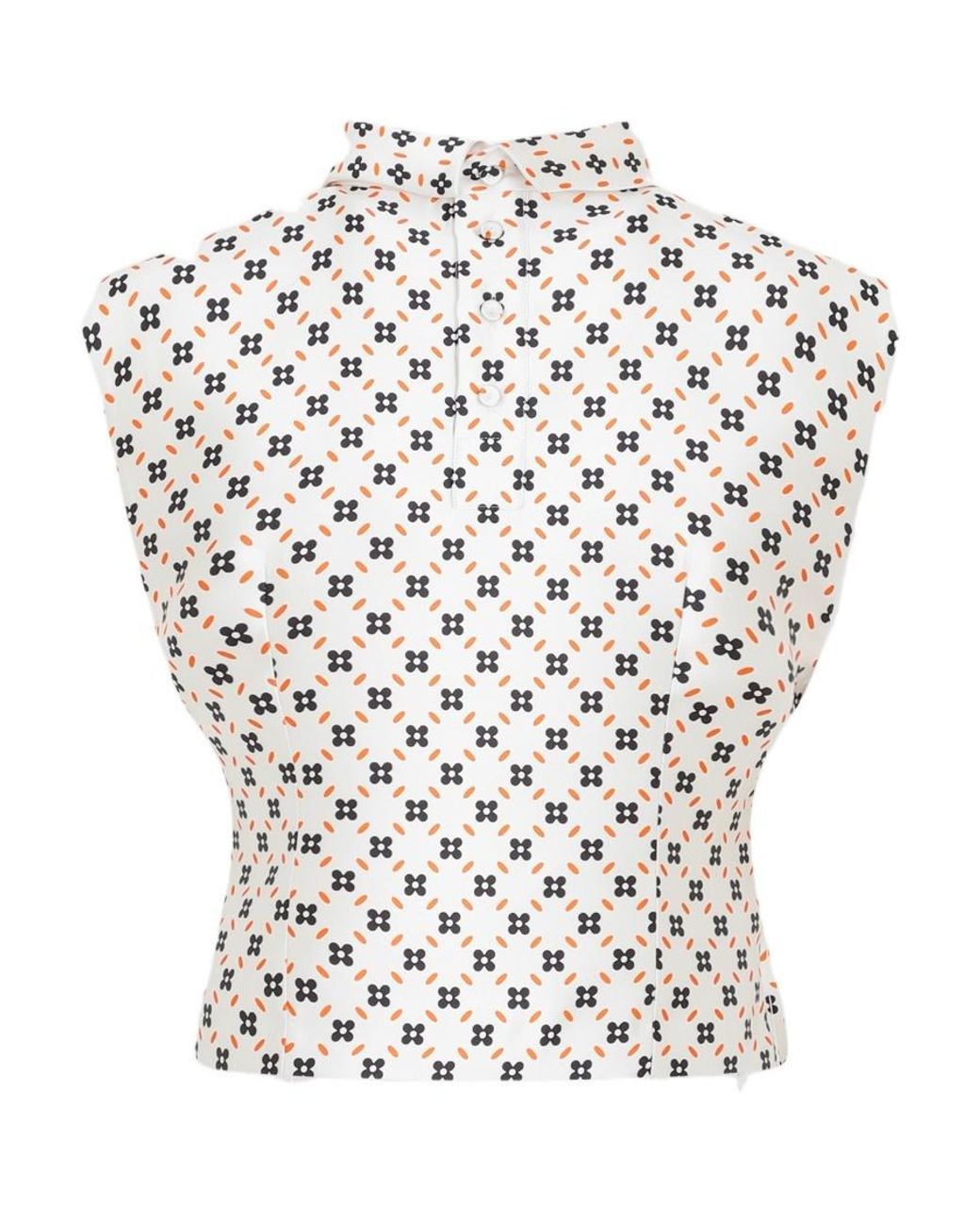 Lanvin White All-Over Printed Sleeveless Top