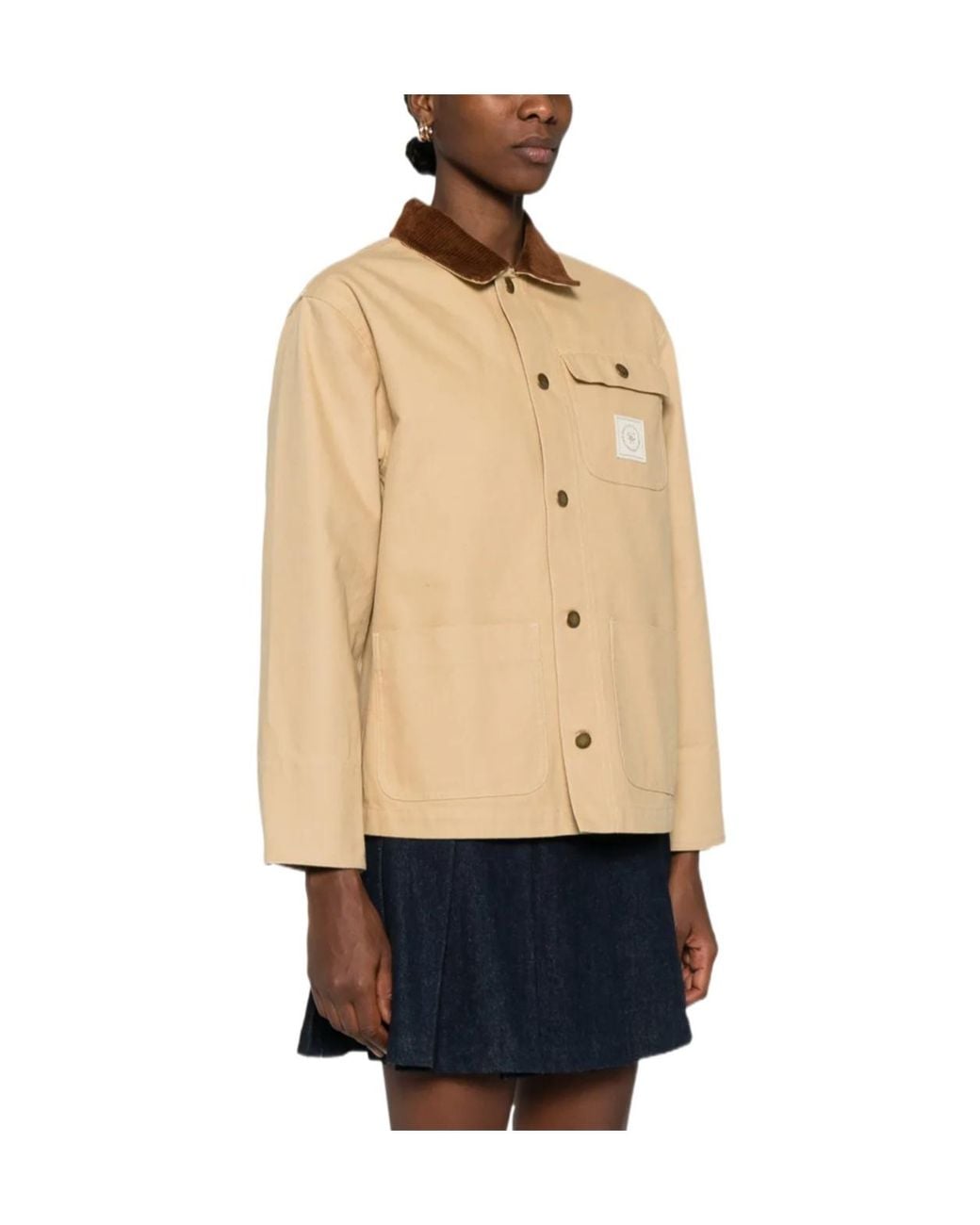 Sporty & Rich Natural Gaia Corduroy-Collar Jacket