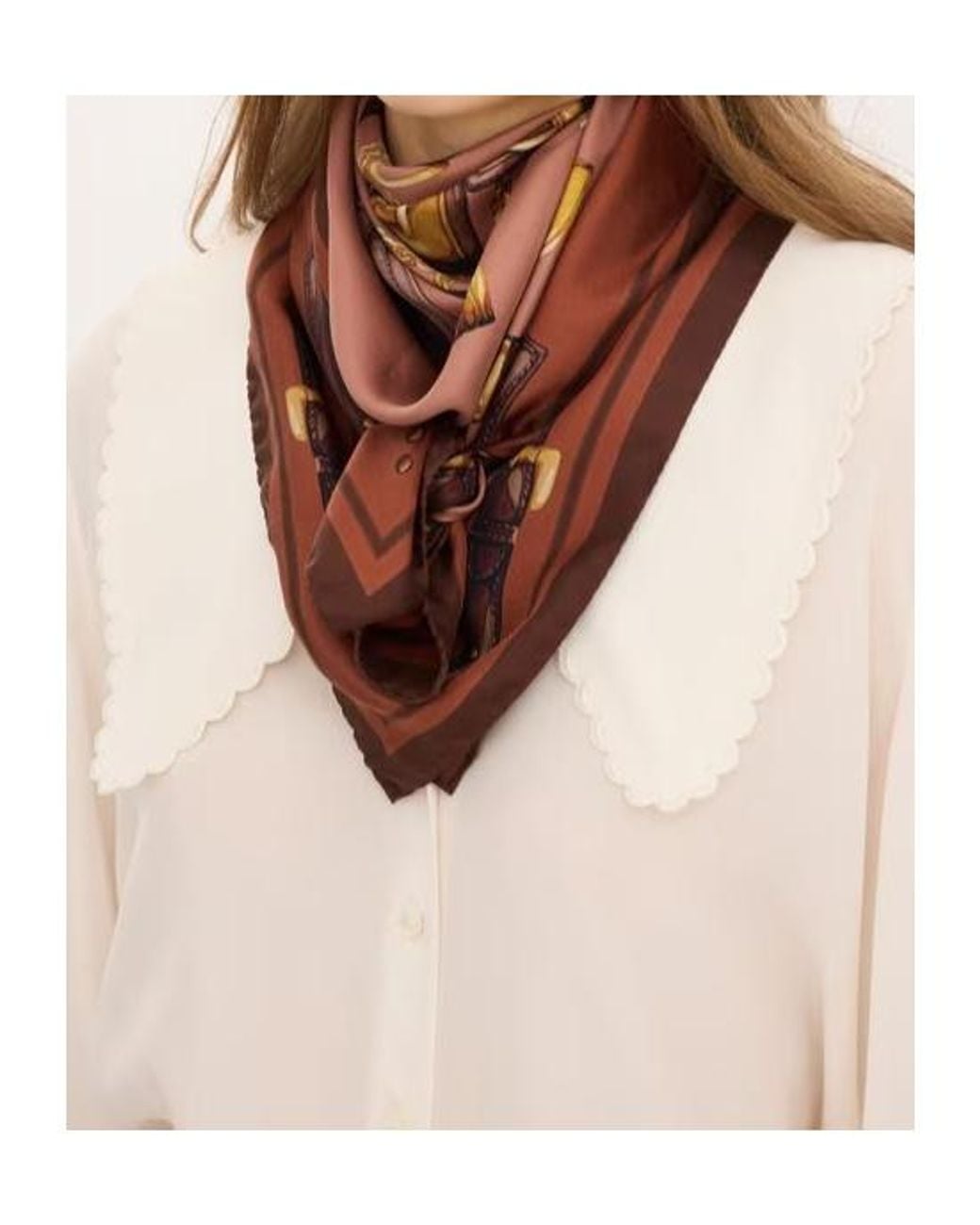 Chloé Pink Chain-Print Heart-Motif Scarf