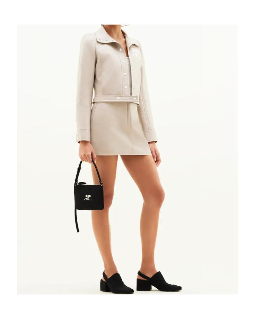 Courreges White Courrèges Vinyl Straight Hem Cropped Jacket