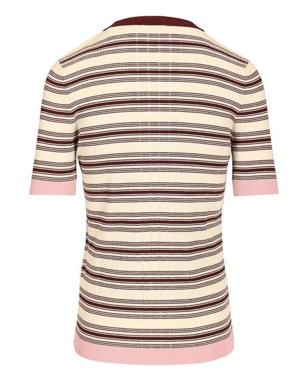 Moncler White Striped Knitted T-Shirt