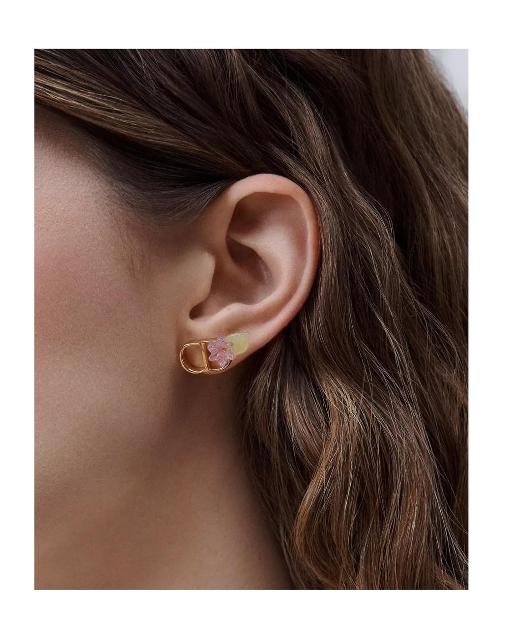 Dior White Iviera Brush Bloom Stud Earrings