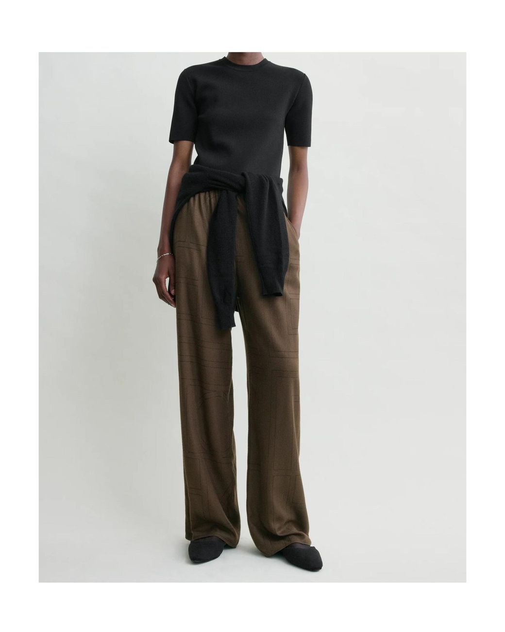 Totême  Brown Totême Monogram Flannel Straight Leg Trousers