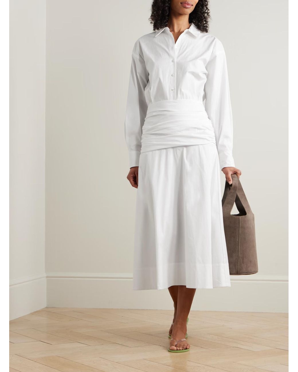 Staud White Indya Shirt Dress