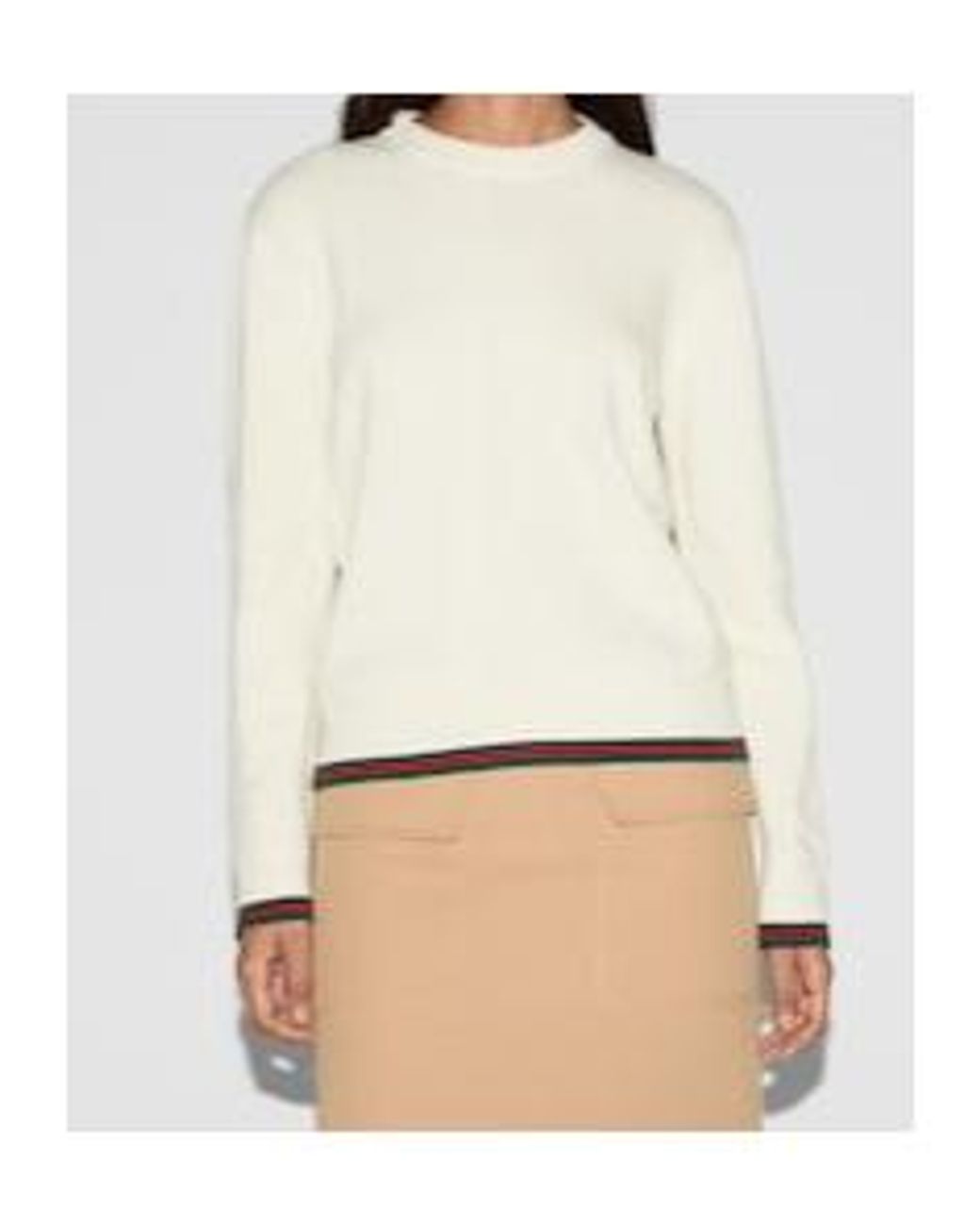 Gucci White Trim Detailed Crewneck Knit Sweater