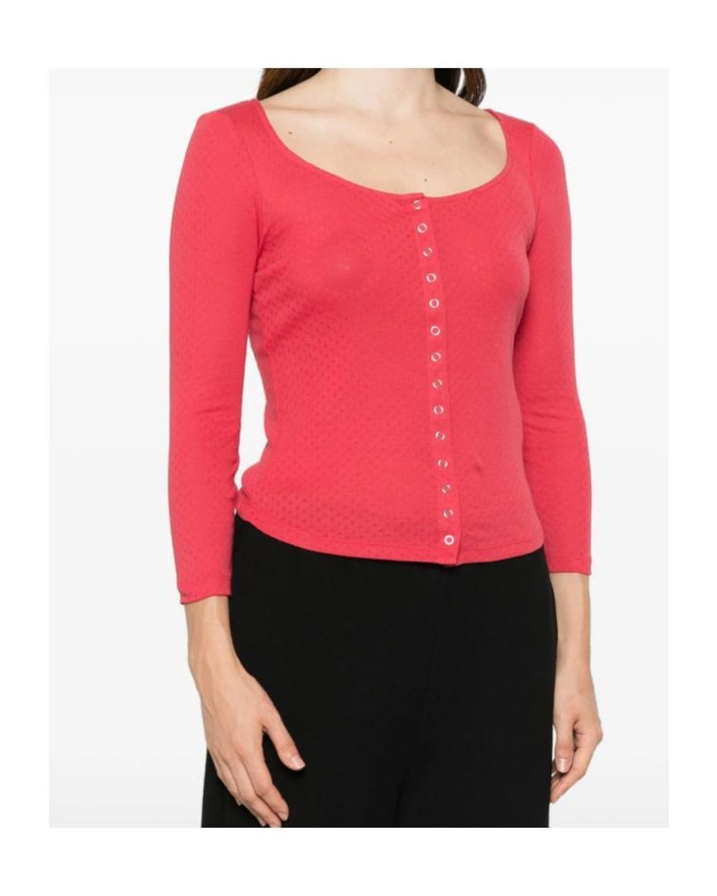 Re/done Red Crew-Neck Cardigan