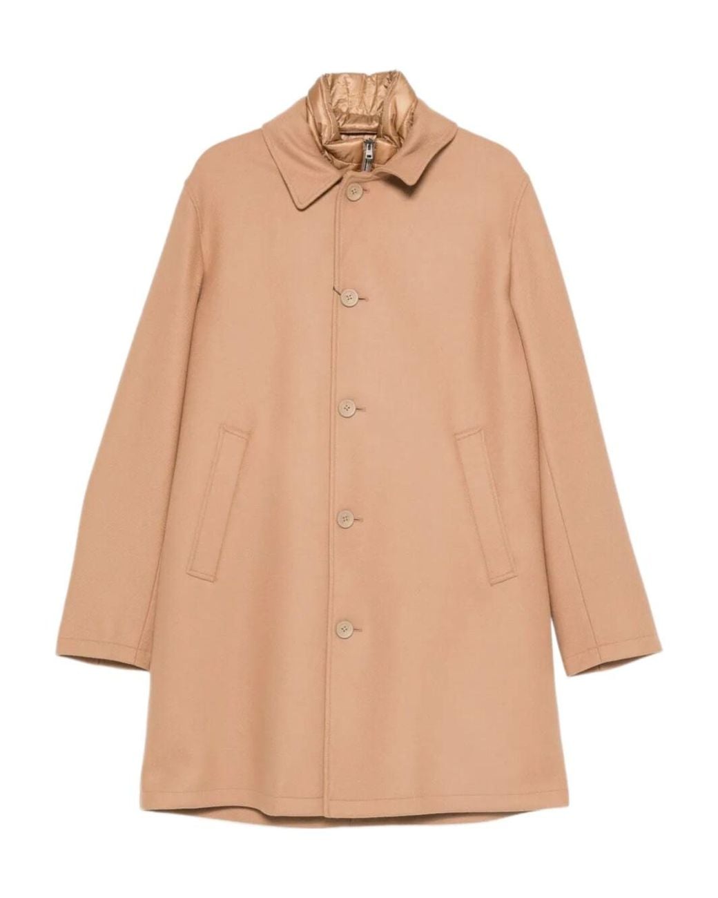 Herno Natural Button-Fastening Wool-Blend Coat for men