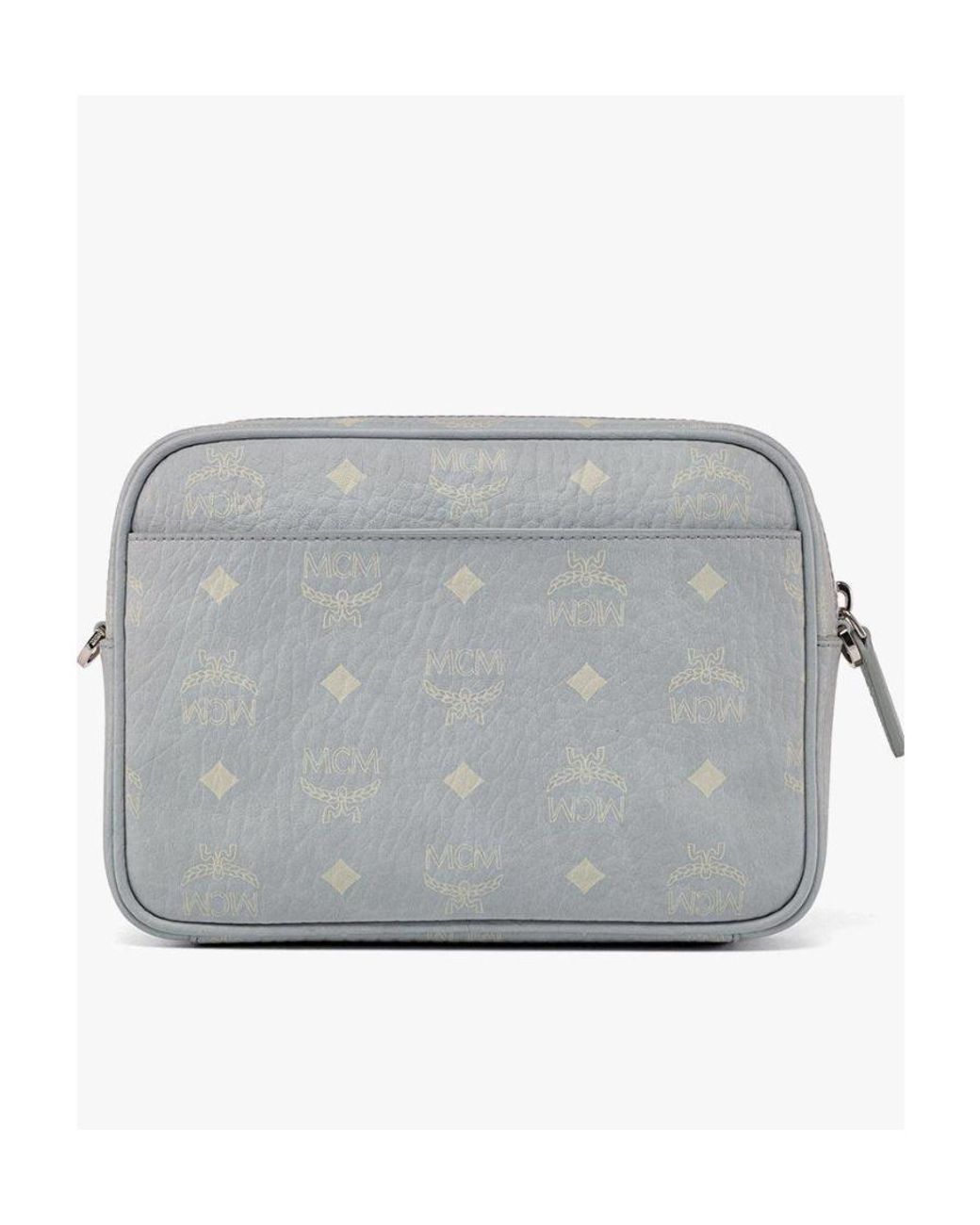 MCM Gray Logo Zip Shoulder Bag