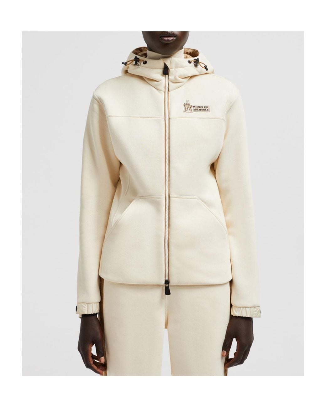 Moncler White Grenoble Logo Detailed Drawstring Hoodie