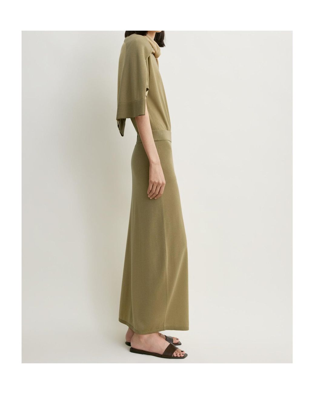 Totême Green Elastic-Waistband Maxi Skirt
