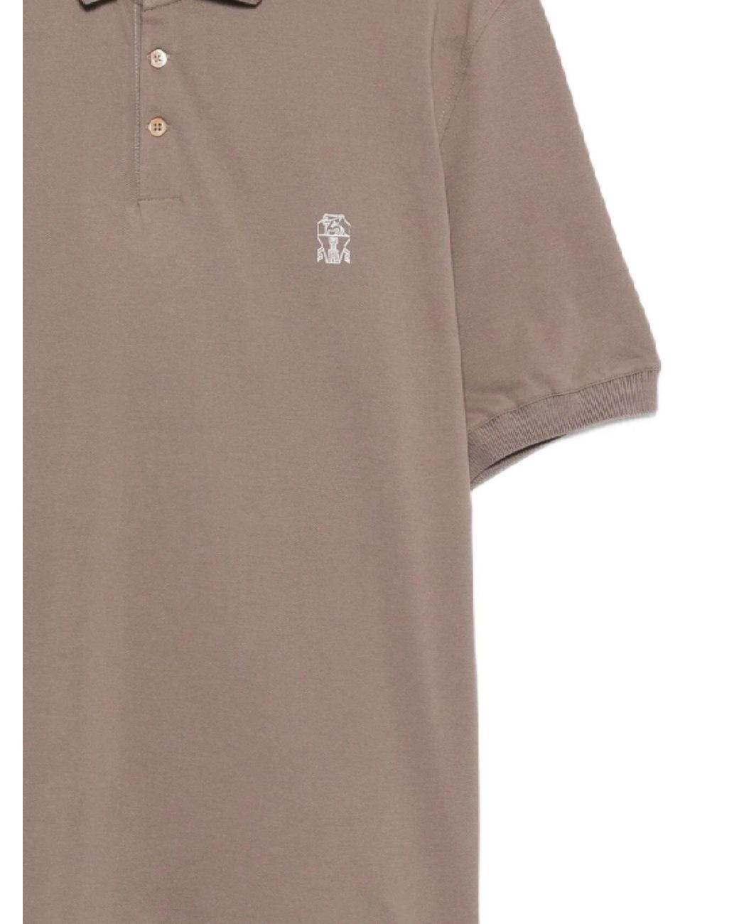 Brunello Cucinelli Multicolor Logo Embroidered Short-Sleeved Polo Shirt for men