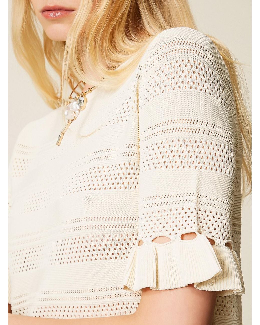 Twinset Natural Ruffled Jumper