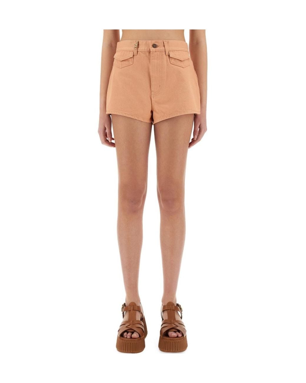 Chloé Natural Chloé High-Waisted Denim Shorts