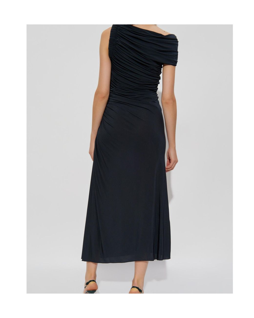 Alaïa Blue Alaïa Draped Asymmetrical Cut Dress