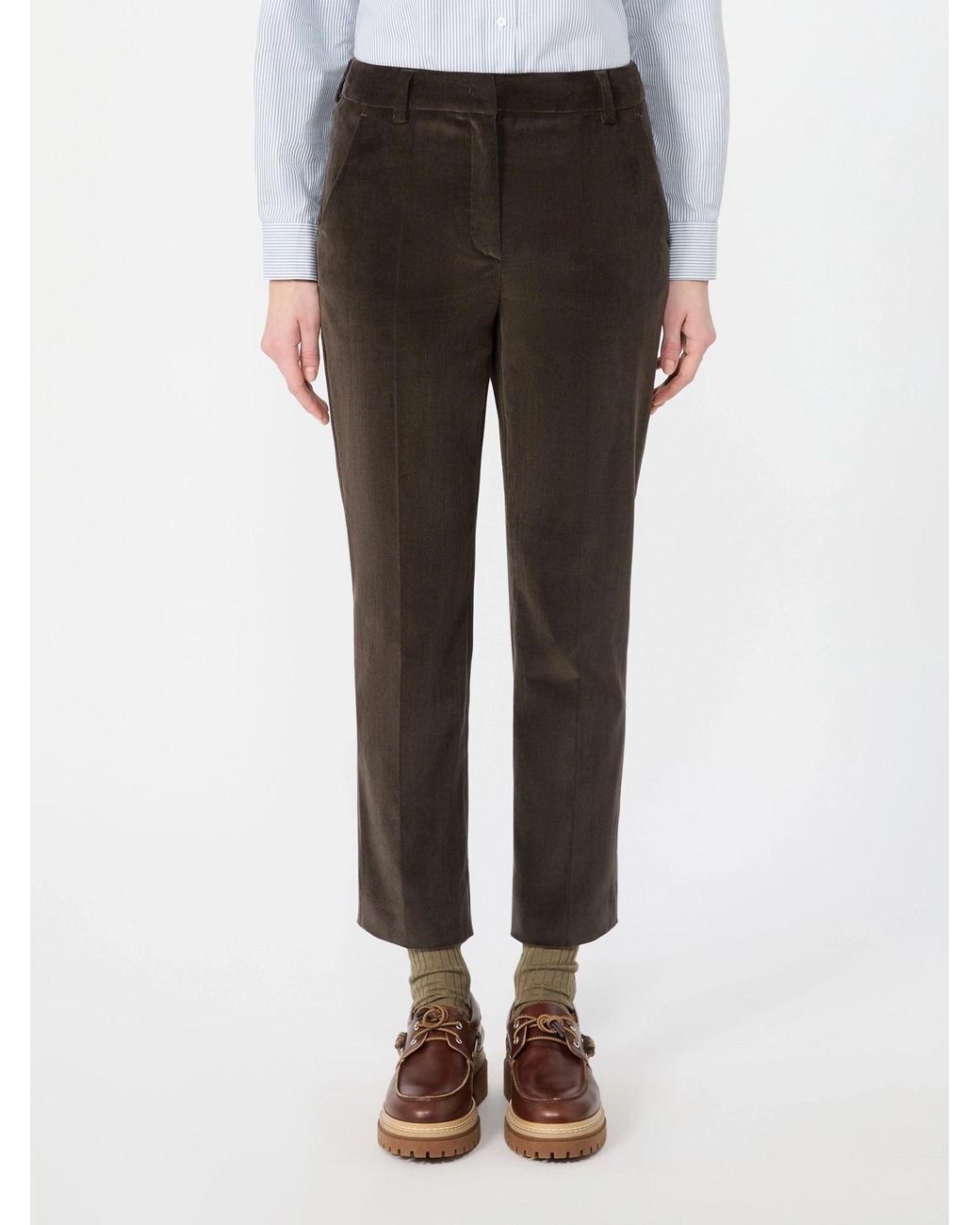 Weekend by Maxmara Gray Marruca Slim Fit Velvet Pants