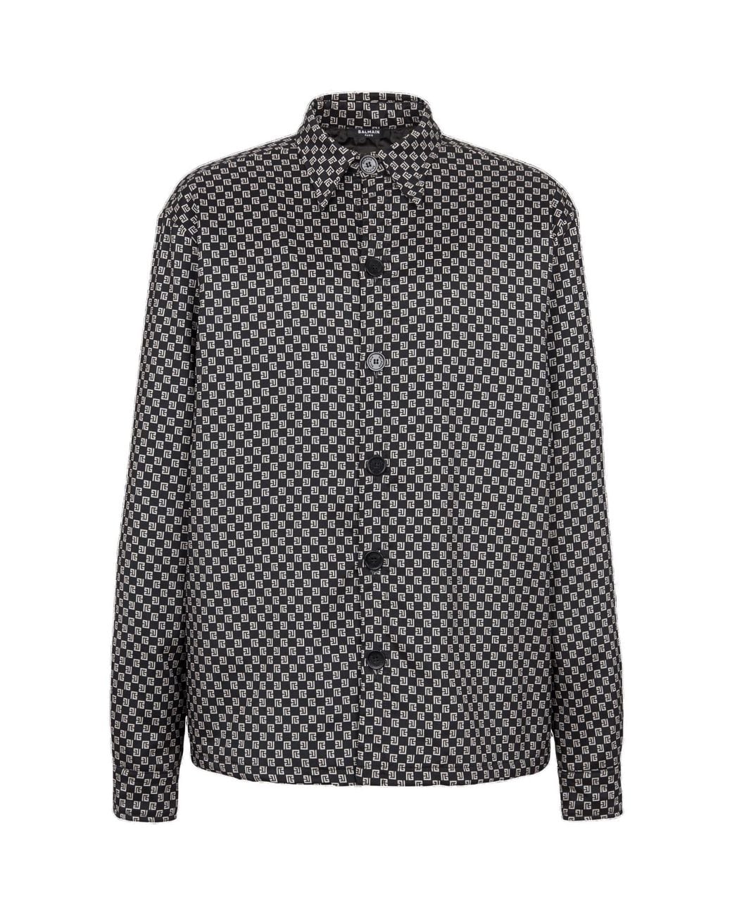 Balmain Gray Monogram Nylon Overshirt for men