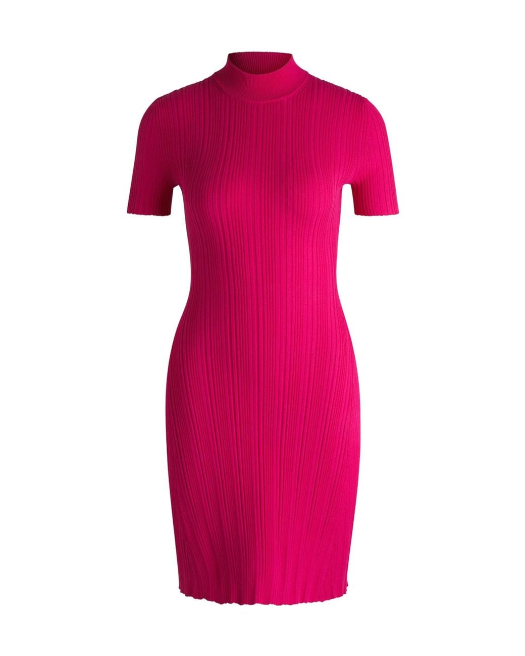 Boss Pink Ribbed Knit Midi Dress