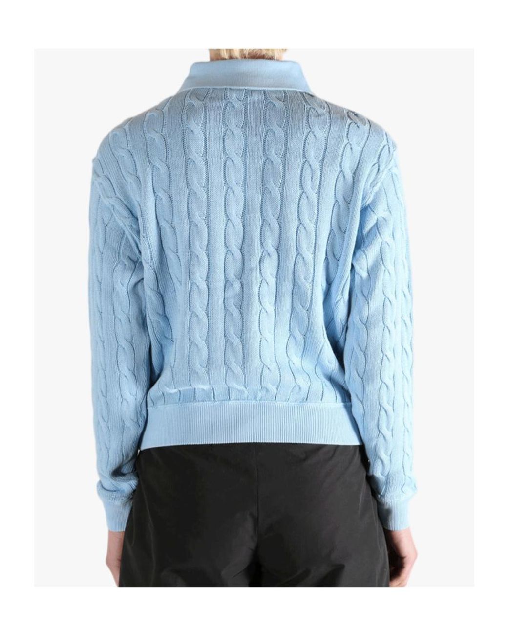 Polo Ralph Lauren Blue Cable Knit Polo Collar Sweater