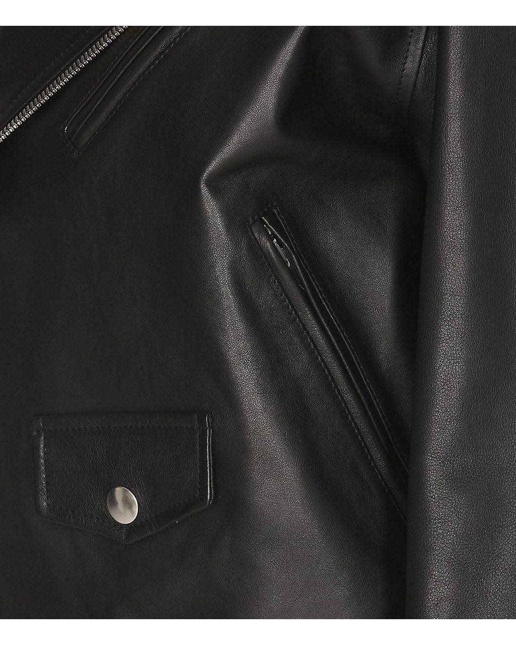Bottega Veneta Black Logo Locomotive Leather Jacket
