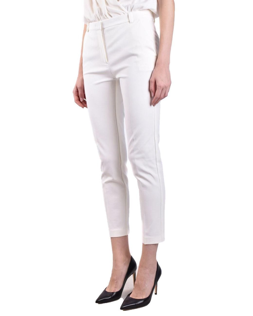 Pinko White Belt-Loop Casual Trousers