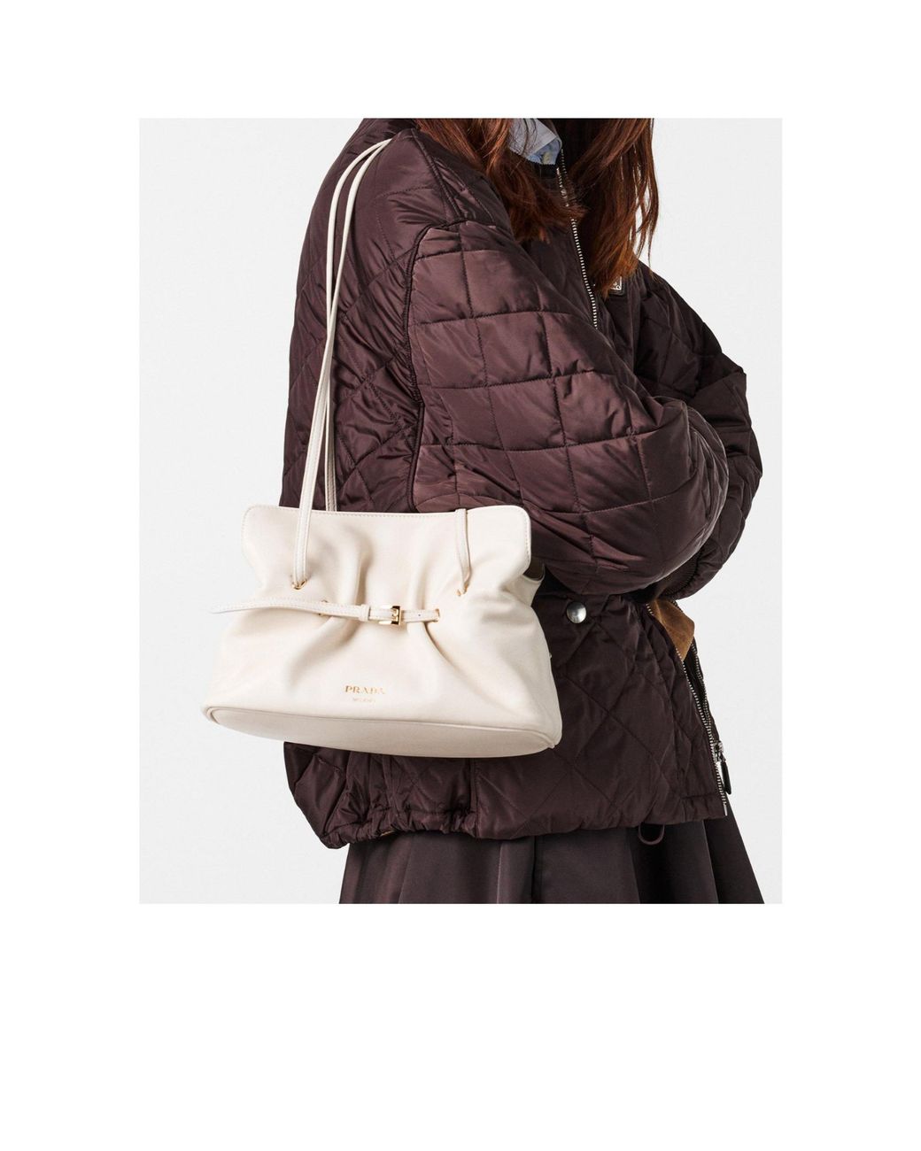 Prada White Dada Small Nappa Leather Bag