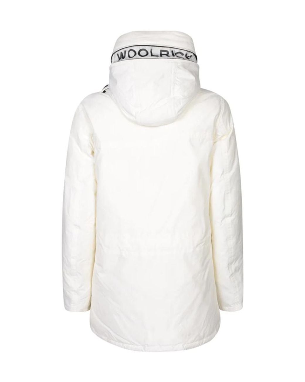 Woolrich White Logo Printed Hooded Down Jacket for men