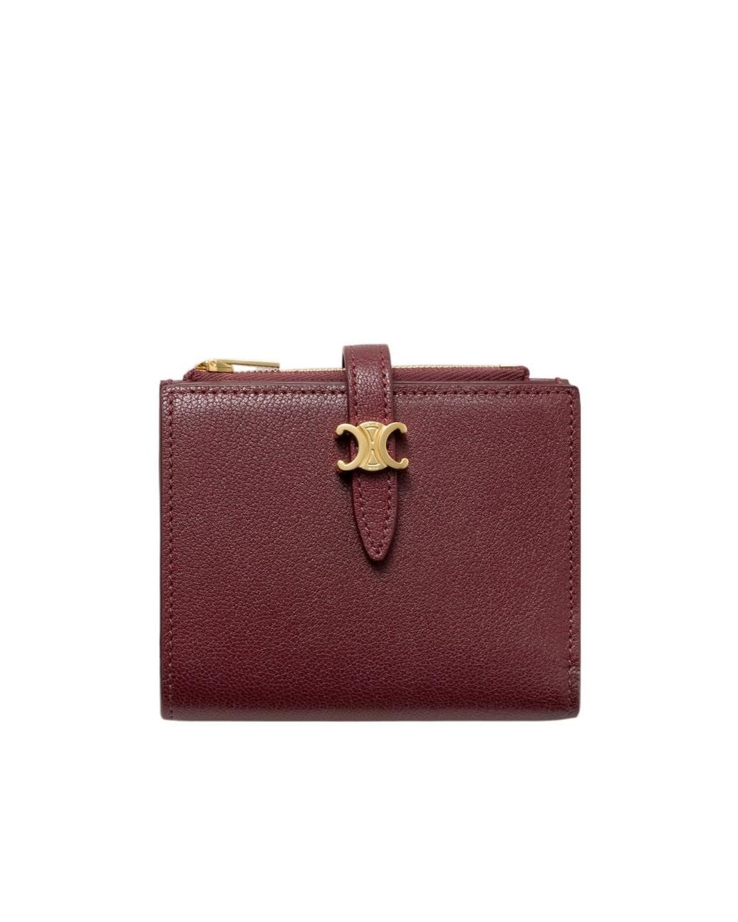 Céline Red Triomphe Pontet Compact Wallet
