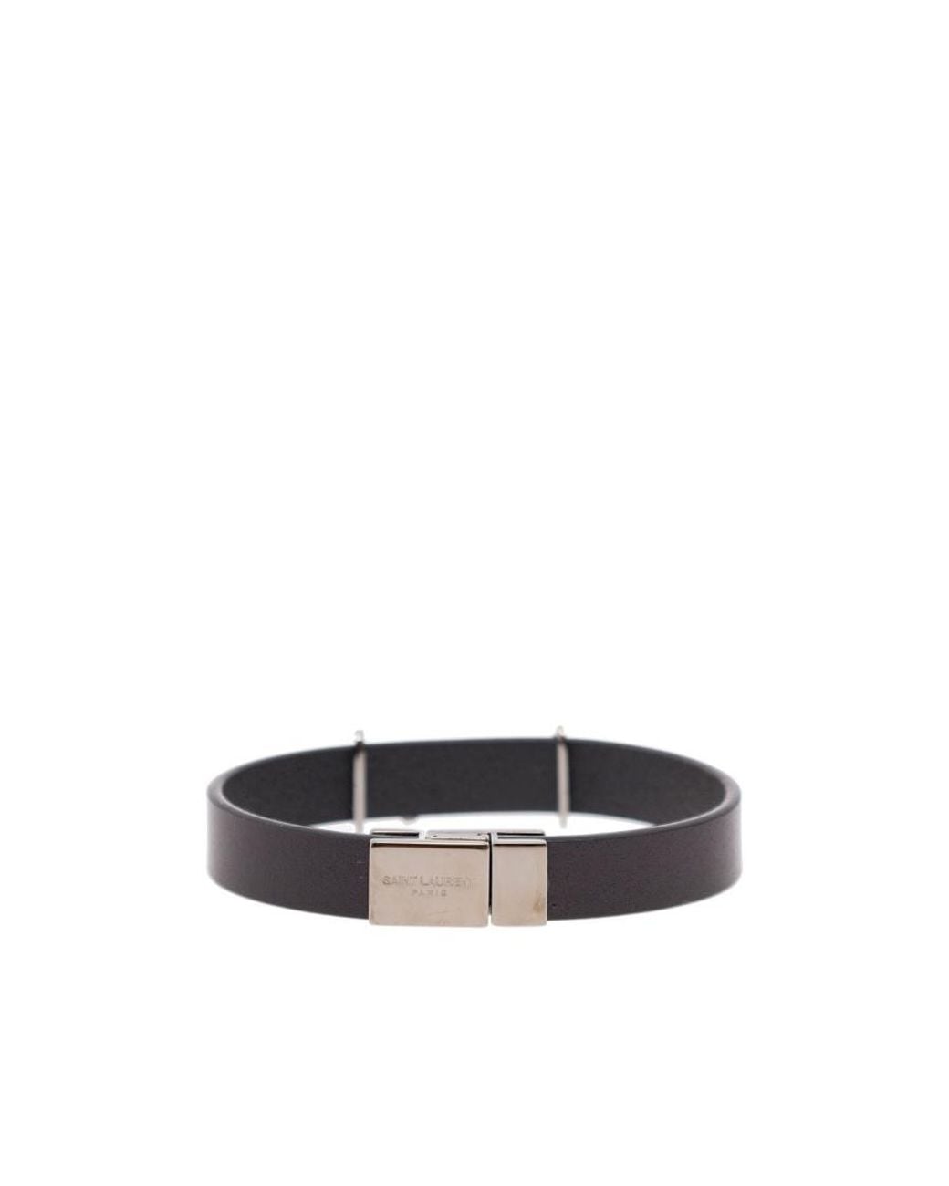 Saint Laurent White Opyum Logo Plaque Bracelet for men