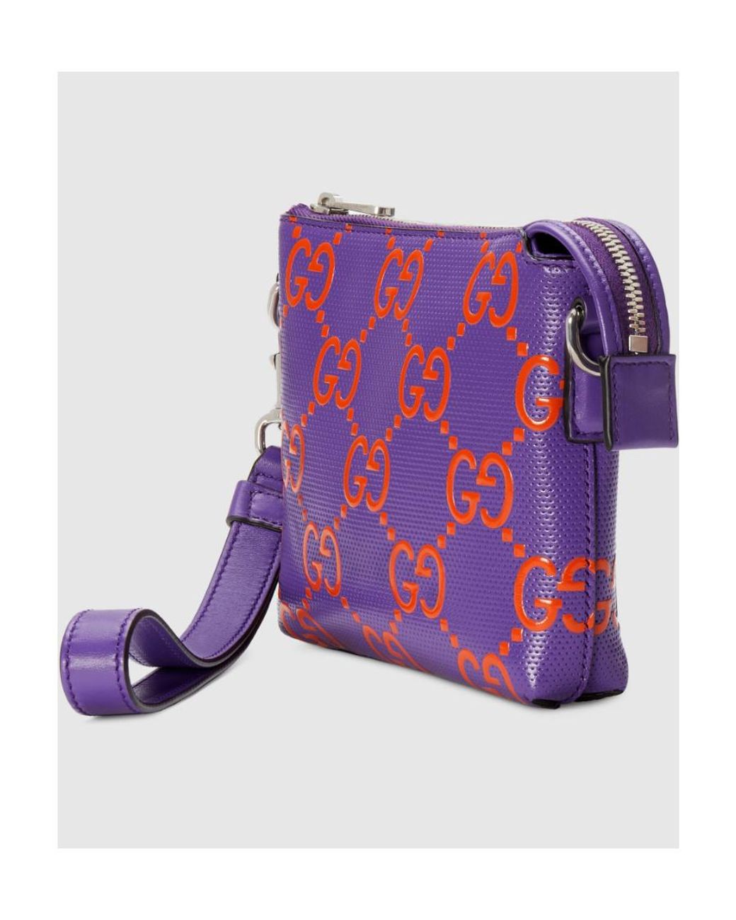 Gucci Purple Printed Embossed Small Shoulder Bag for men